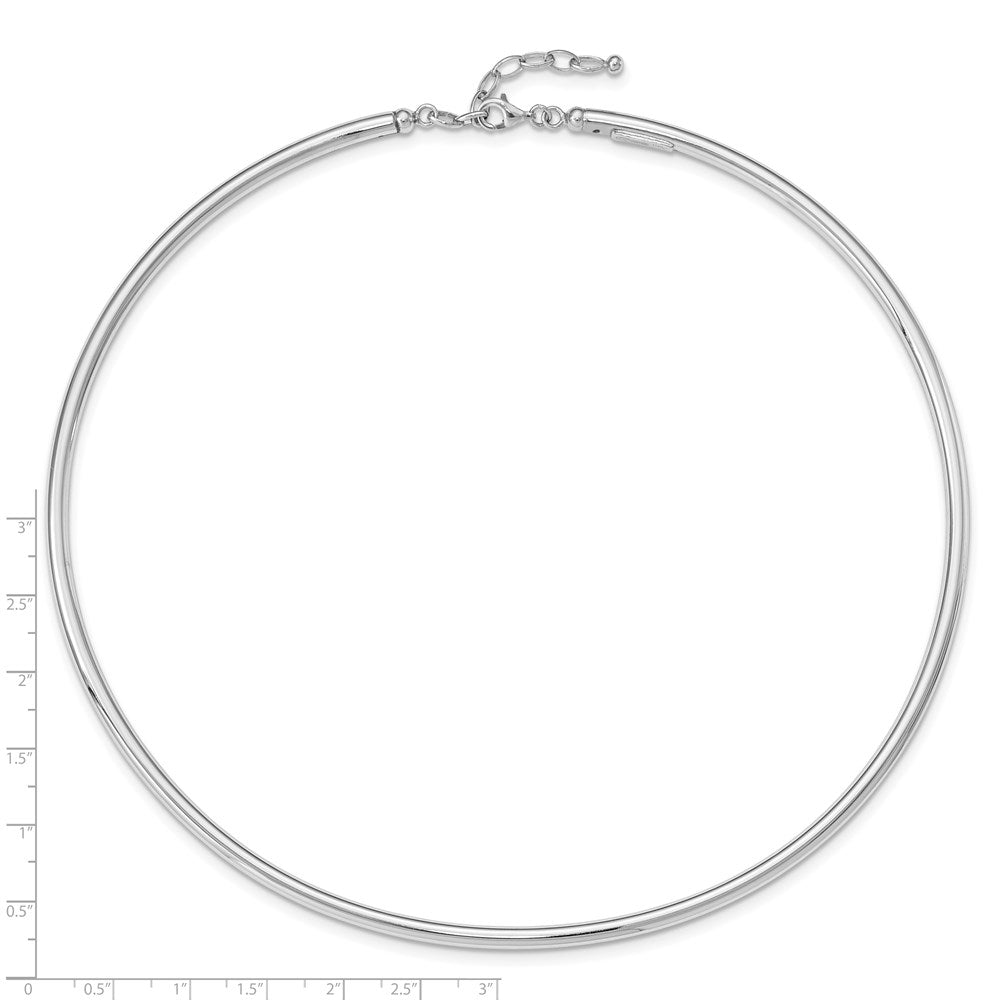 Sterling Silver Rhodium-Plate 16Inch W2In Ext Polished Neck Collar Necklace