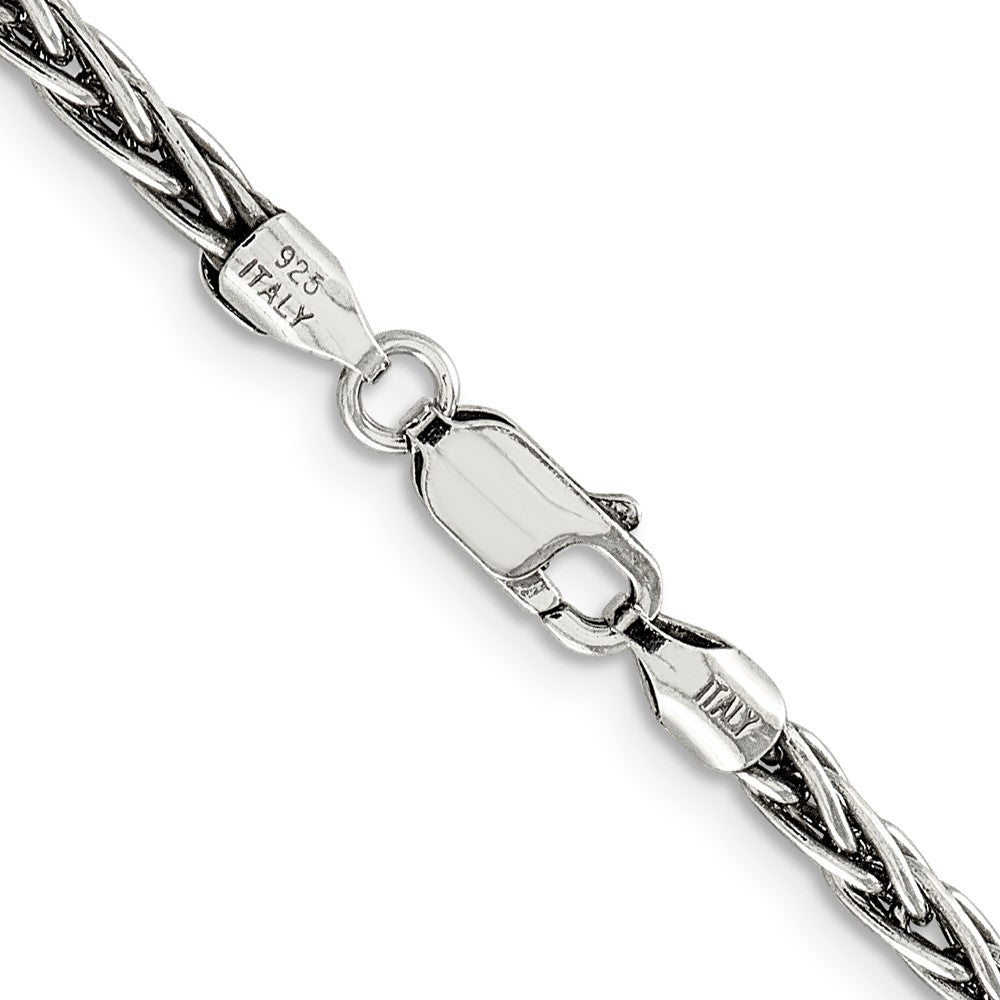 20 Inch Sterling Silver Antiqued 3.25mm Solid Square Spiga Chain Necklace