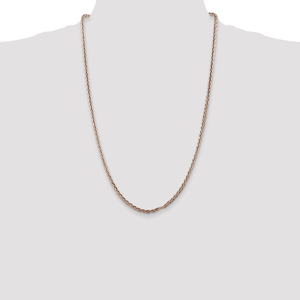 26 Inch Sterling Silver Antiqued 3.25mm Solid Square Spiga Chain Necklace