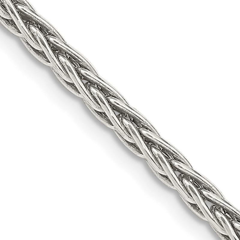 30 Inch Sterling Silver Antiqued 3.25mm Solid Square Spiga Chain Necklace