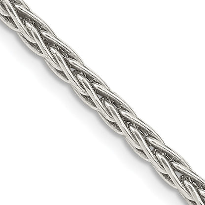20 Inch Sterling Silver Antiqued 3.25mm Solid Square Spiga Chain Necklace