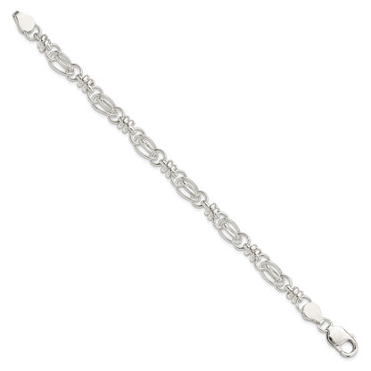 7.5 Inch Sterling Silver 7.5Inch Polished Diamond-Cut Fancy Link Bracelet