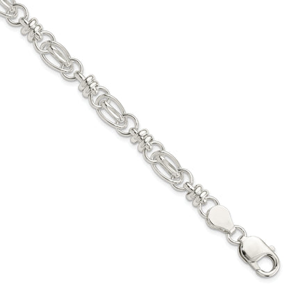 7.5 Inch Sterling Silver 7.5Inch Polished Diamond-Cut Fancy Link Bracelet