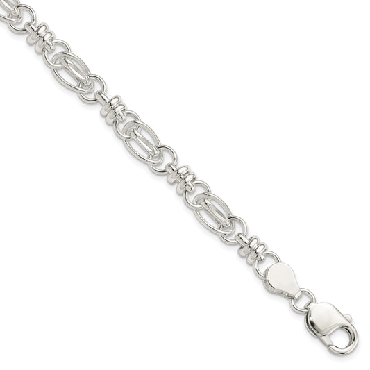 7.5 Inch Sterling Silver 7.5Inch Polished Diamond-Cut Fancy Link Bracelet