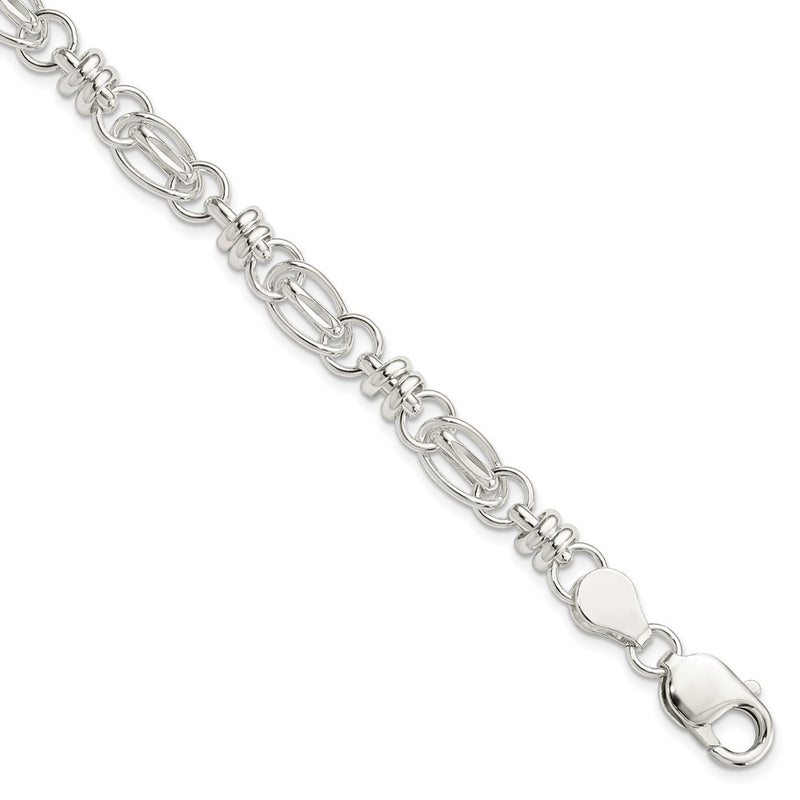 7.5 Inch Sterling Silver 7.5Inch Polished Diamond-Cut Fancy Link Bracelet