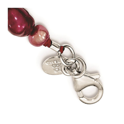 Sterling Silver Red Jade Hearts/Fw Cultured Pearl Necklace