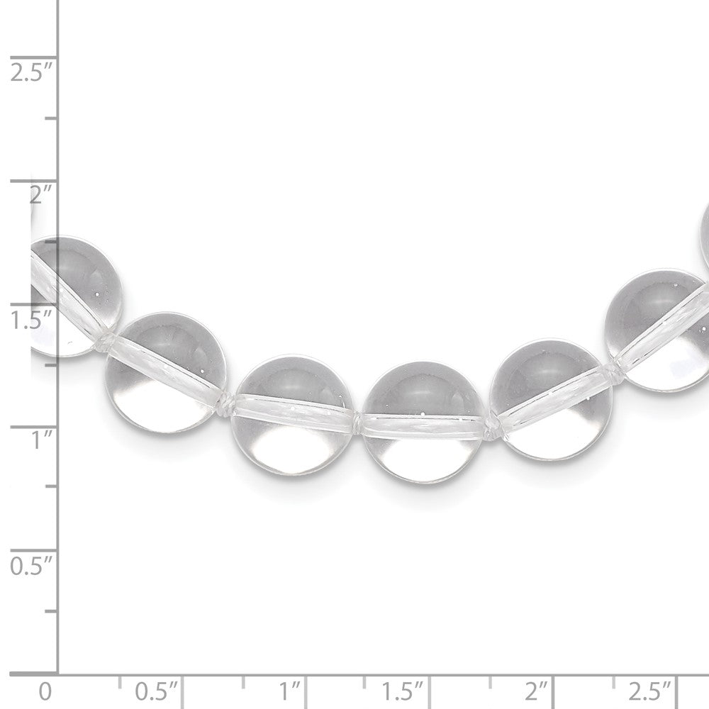 Sterling Silver 12-12.5mm Smooth Beaded Clear Crystal Necklace