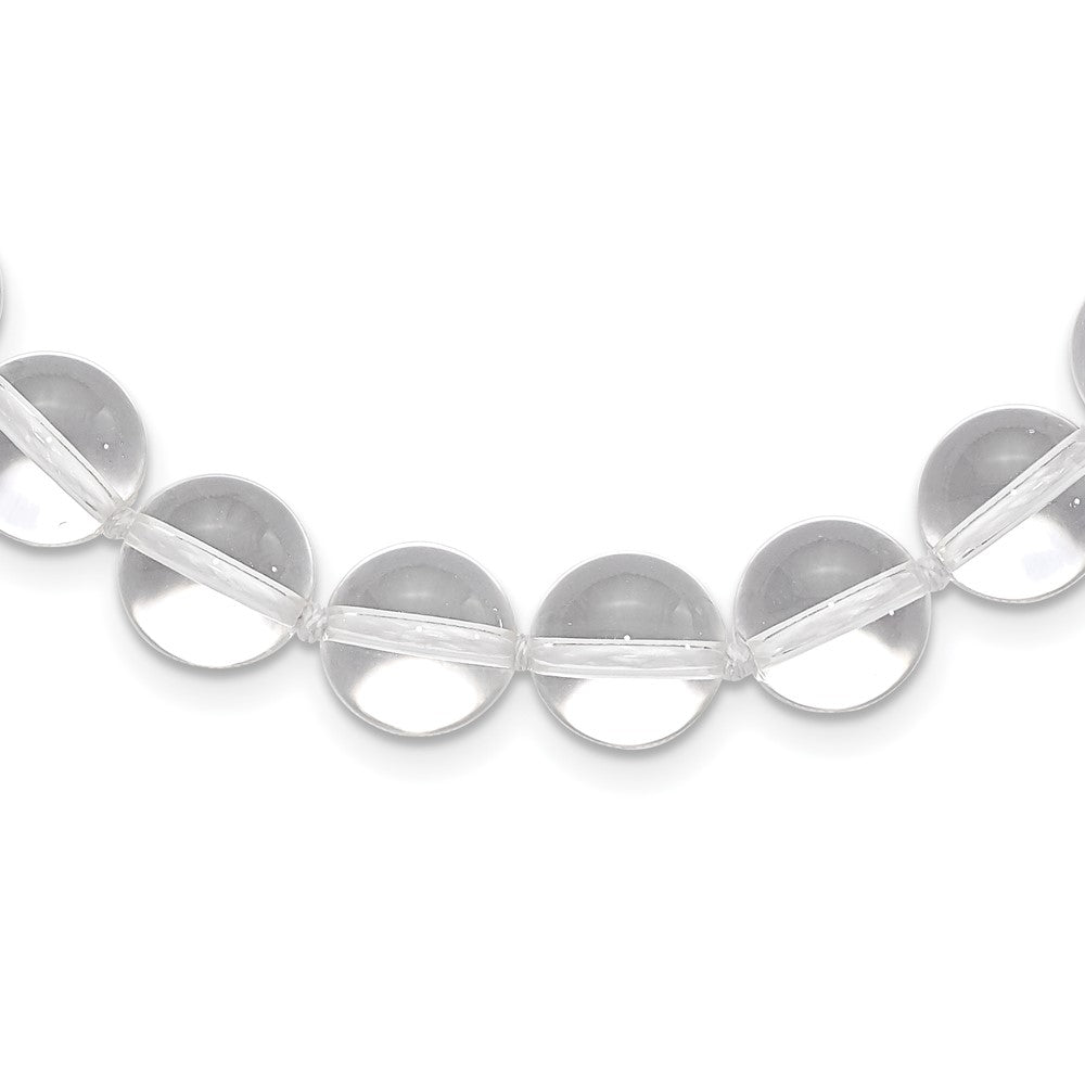 Sterling Silver 12-12.5mm Smooth Beaded Clear Crystal Necklace