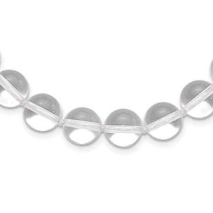 Sterling Silver 12-12.5mm Smooth Beaded Clear Crystal Necklace