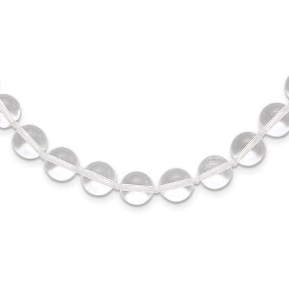 Sterling Silver 10-10.5mm Smooth Beaded Clear Crystal Necklace