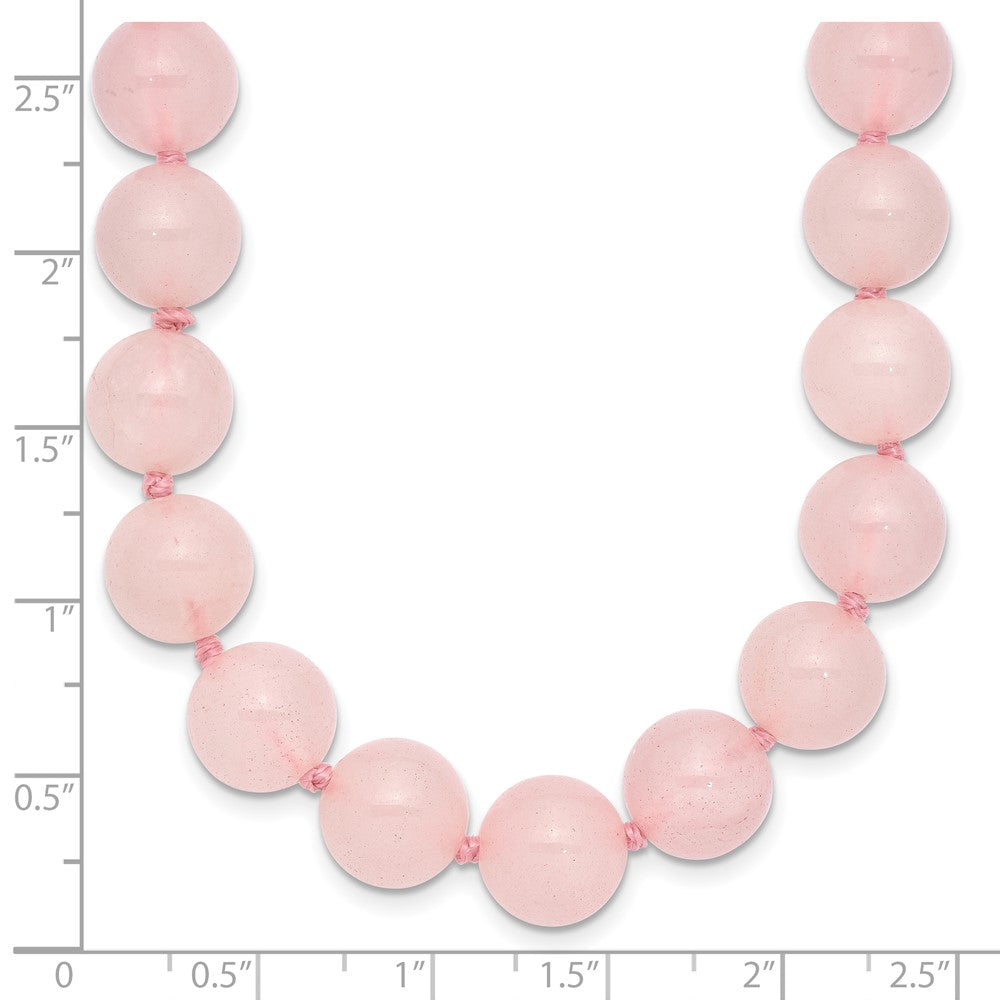 Sterling Silver 10-10.5mm Smooth Beaded Rose Quartz Necklace W/Sterling S.Rh Clasp