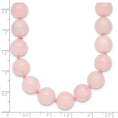 Sterling Silver 10-10.5mm Smooth Beaded Rose Quartz Necklace W/Sterling S.Rh Clasp