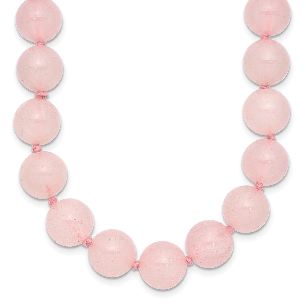 Sterling Silver 10-10.5mm Smooth Beaded Rose Quartz Necklace W/Sterling S.Rh Clasp