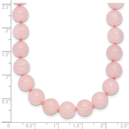 Sterling Silver 8-8.5mm Smooth Beaded Rose Quartz Necklace W/Sterling S.Rh Clasp
