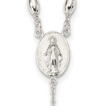 Sterling Silver Polished Bead Rosary 18 Inch Necklace