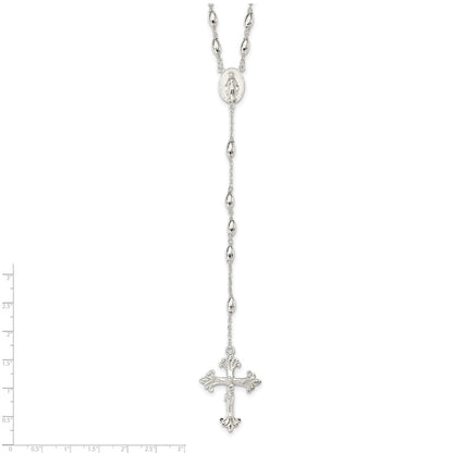 Sterling Silver Polished Bead Rosary 18 Inch Necklace