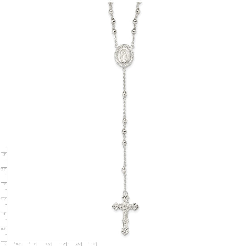 Sterling Silver Polished Rosary Necklace
