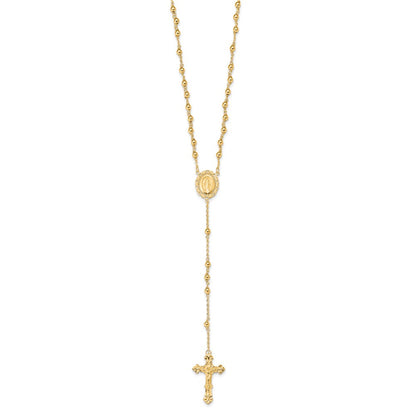 Sterling Silver Flash Gold-Plated Polished Rosary Necklace