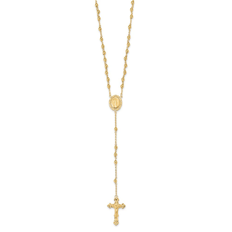 Sterling Silver Flash Gold-Plated Polished Rosary Necklace