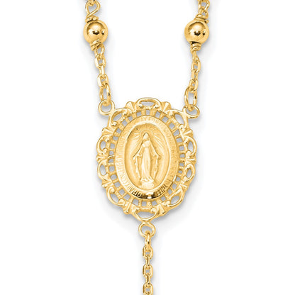 Sterling Silver Flash Gold-Plated Polished Rosary Necklace