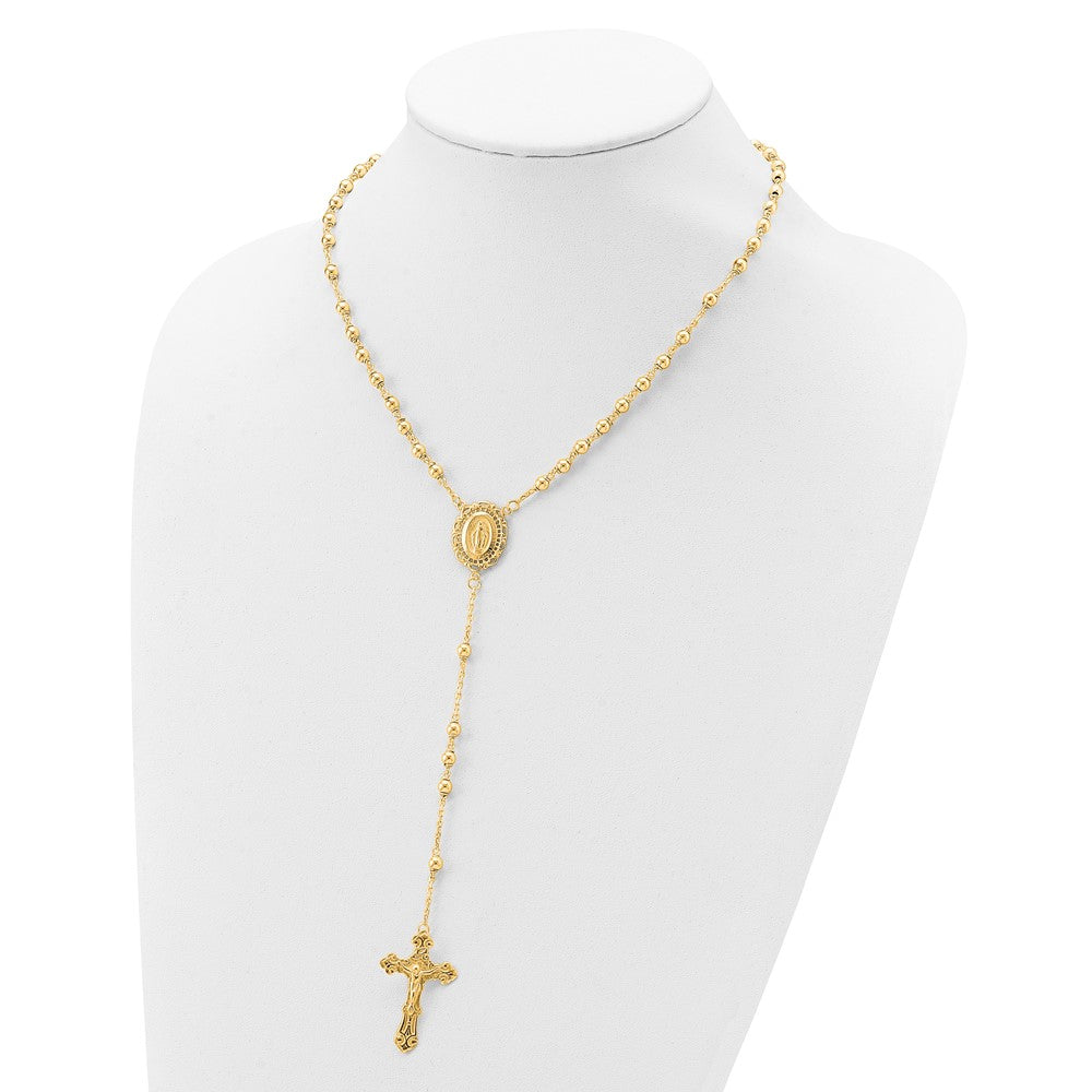 Sterling Silver Flash Gold-Plated Polished Rosary Necklace