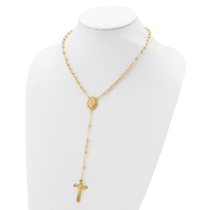Sterling Silver Flash Gold-Plated Polished Rosary Necklace