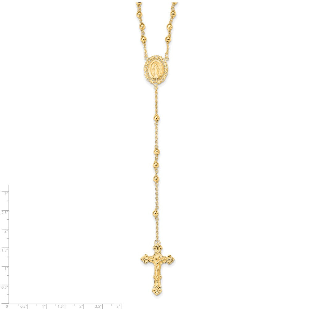 Sterling Silver Flash Gold-Plated Polished Rosary Necklace