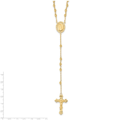 Sterling Silver Flash Gold-Plated Polished Rosary Necklace