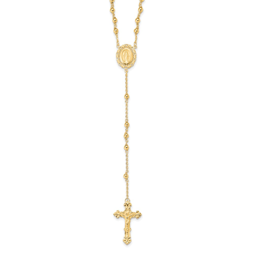 Sterling Silver Flash Gold-Plated Polished Rosary Necklace