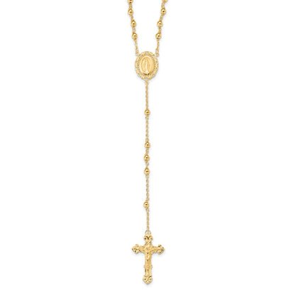 Sterling Silver Flash Gold-Plated Polished Rosary Necklace
