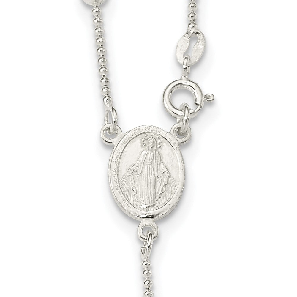 Sterling Silver Polished Bead Rosary 21 Inch Necklace