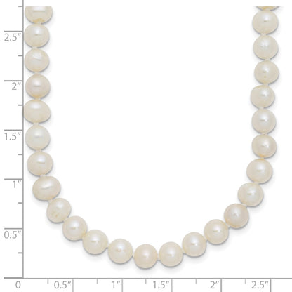 Sterling Silver Rhodium 6-7mm White Freshwater Cultured Pearl Necklace