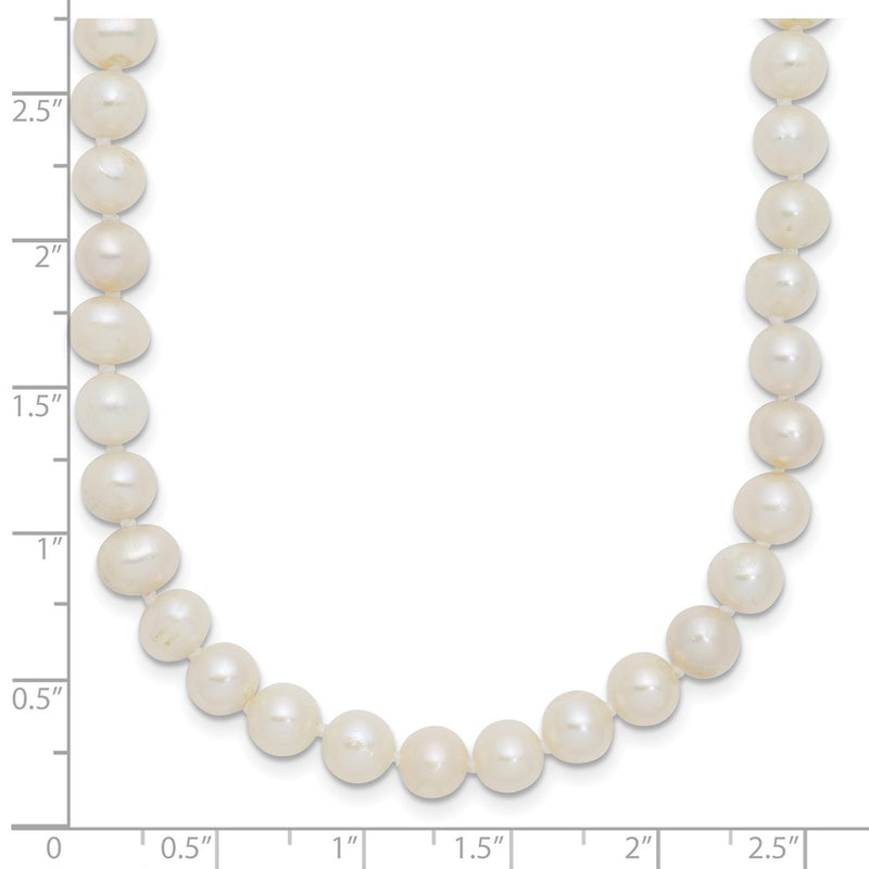 Sterling Silver Rhodium 6-7mm White Freshwater Cultured Pearl Necklace