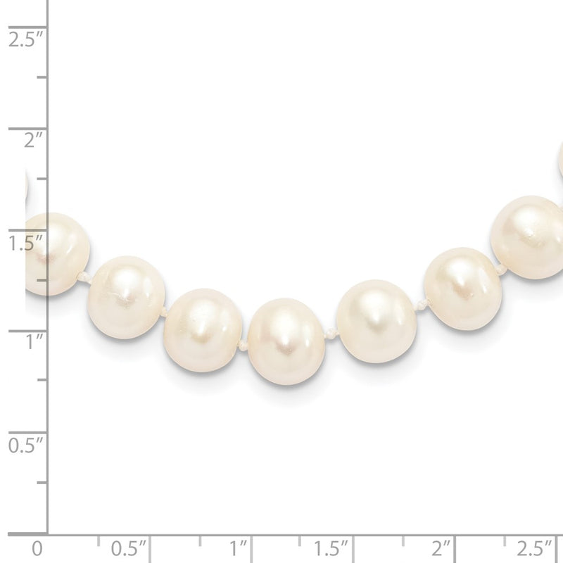 Sterling Silver Rhodium 9-10mm White Fw Cultured Pearl Necklace