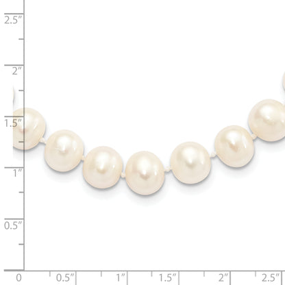 Sterling Silver Rhodium 9-10mm White Fw Cultured Pearl Necklace
