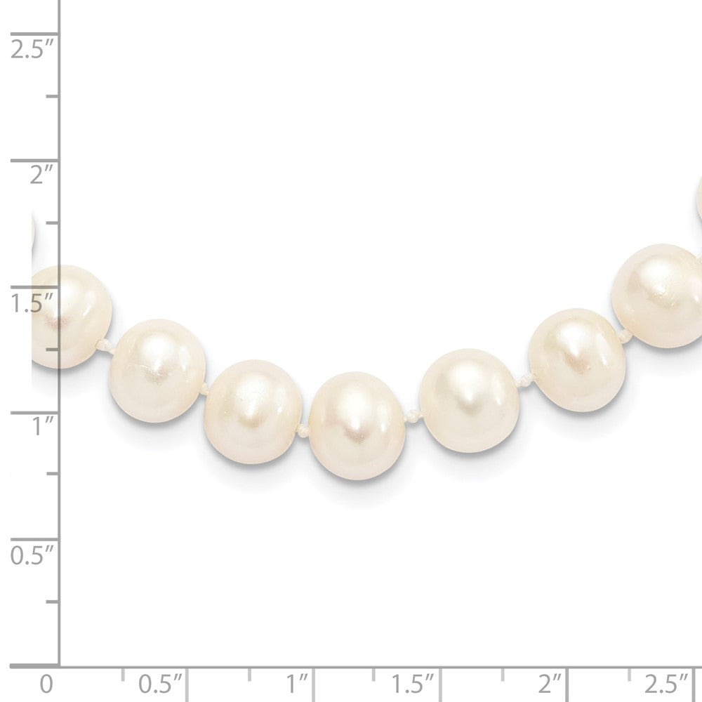 Sterling Silver Rhodium-Plated 9-10mm White Fwc Pearl Necklace