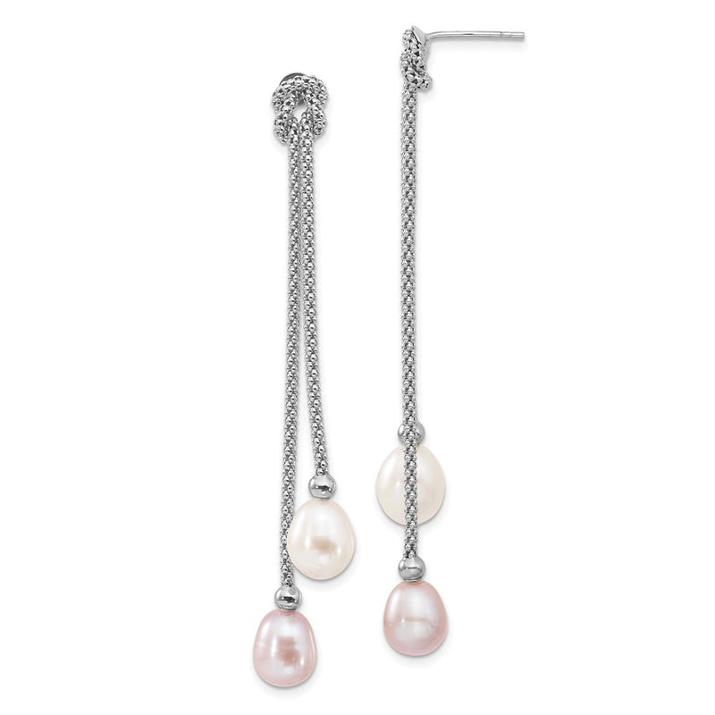 Sterling Silver Rhodium Fwc Pearl Knot 18 In. Necklace/Earring Set