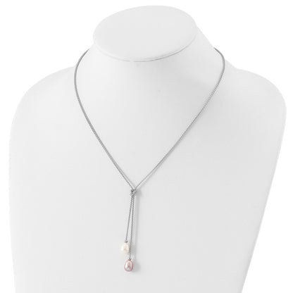 Sterling Silver Rhodium Fwc Pearl Knot 18 In. Necklace/Earring Set