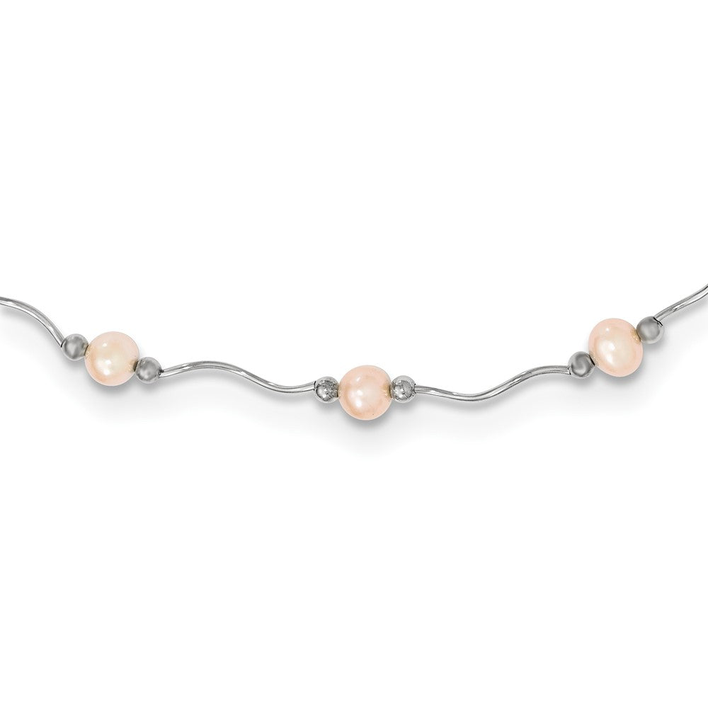 Sterling Silver Rh-Plated 6-7mm Pink Fw Cultured Pearl Necklace