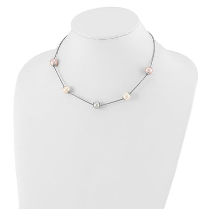 Sterling Silver 9-11mm Multi-Color Freshwater Cultured Pearl W/ 2In Ext. Necklace