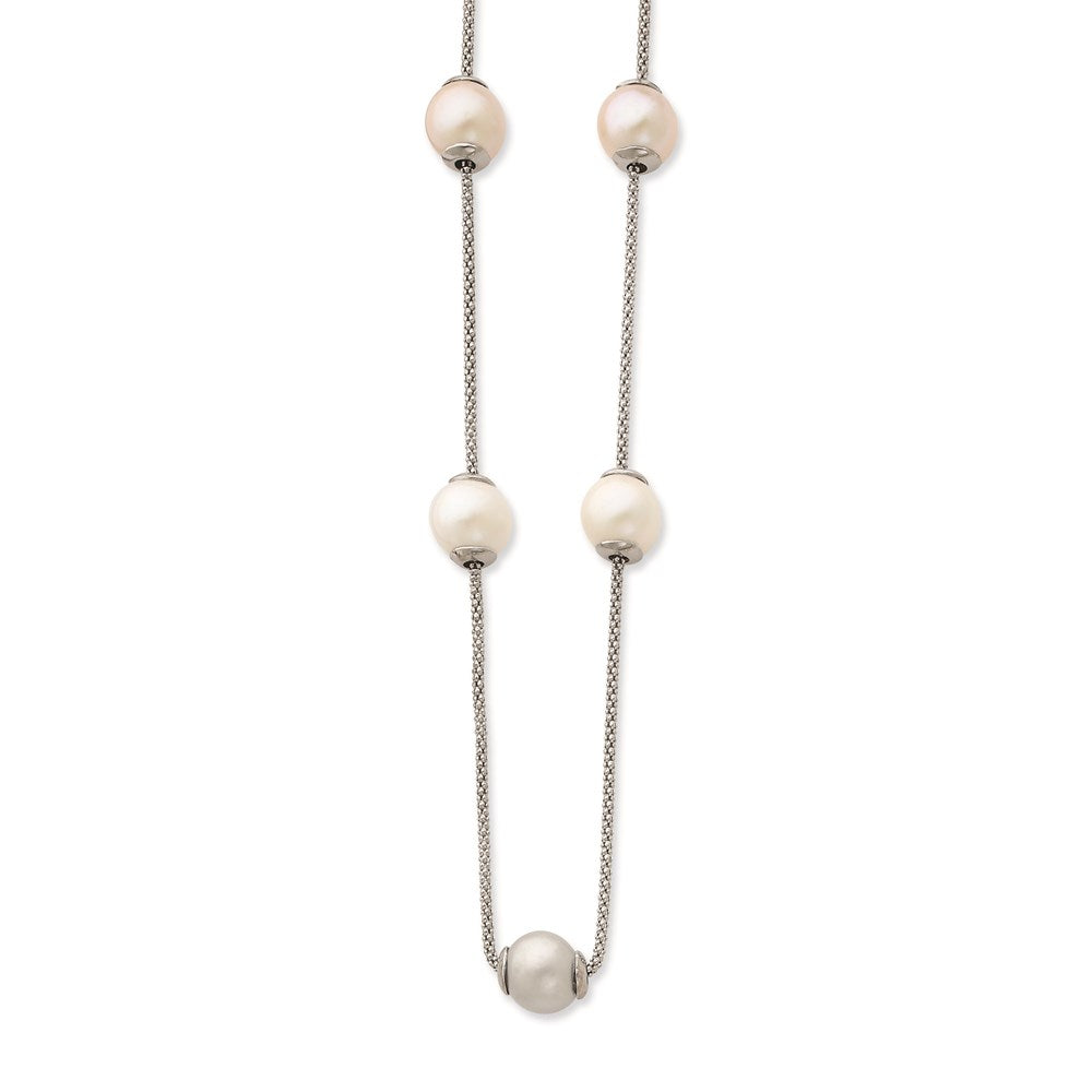 Sterling Silver 9-11mm Multi-Color Freshwater Cultured Pearl W/ 2In Ext. Necklace