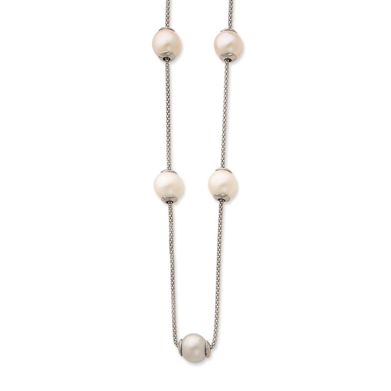 Sterling Silver 9-11mm Multi-Color Freshwater Cultured Pearl W/ 2In Ext. Necklace