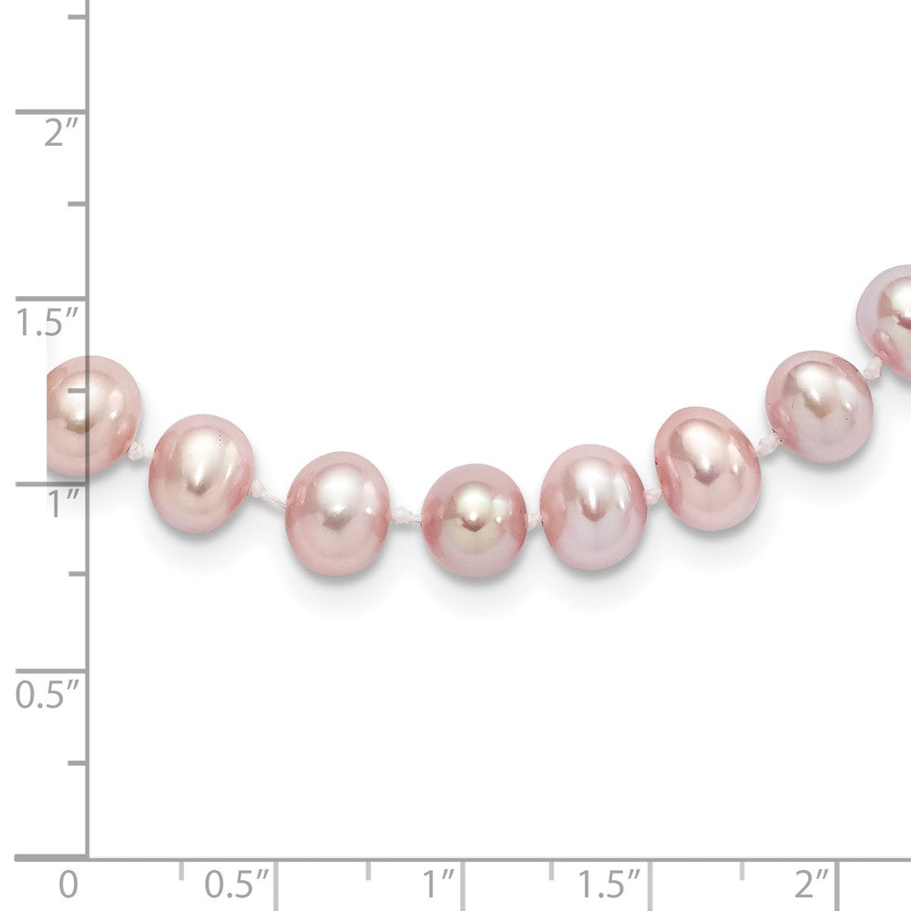 Sterling Silver Rh-Plated 7-8mm Purple Fw Cultured Pearl Necklace