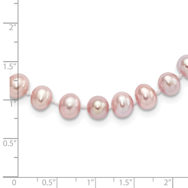 Sterling Silver Rhodium-Plated 7-8mm Purple Fwc Pearl Necklace