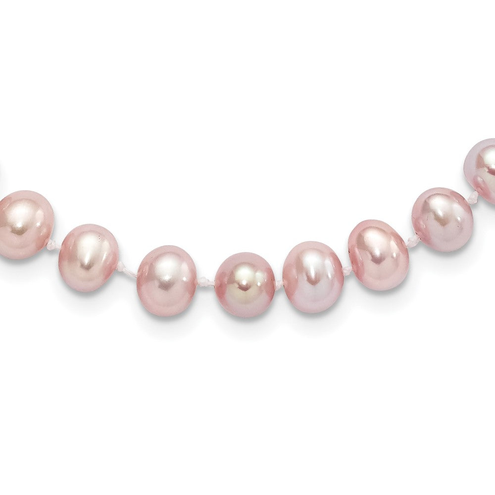 Sterling Silver Rh-Plated 7-8mm Purple Fw Cultured Pearl Necklace