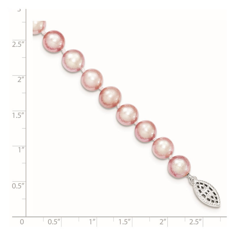 7.25 Inch Sterling Silver 7-8mm Purple Fw Cultured Pearl Bracelet