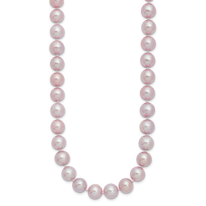 Sterling Silver Rhodium-Plated 9-10mm Purple Fwc Pearl Necklace