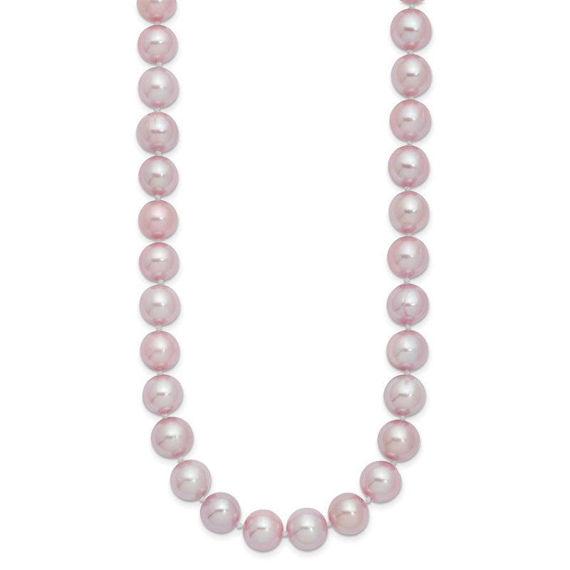 Sterling Silver Rh-Plated 9-10mm Purple Fw Cultured Pearl Necklace