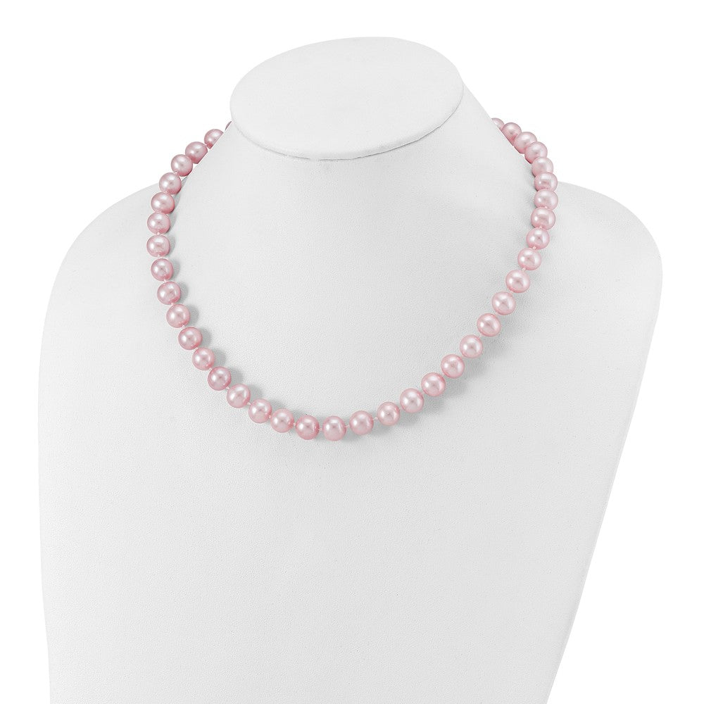 Sterling Silver Rh-Plated 9-10mm Purple Fw Cultured Pearl Necklace