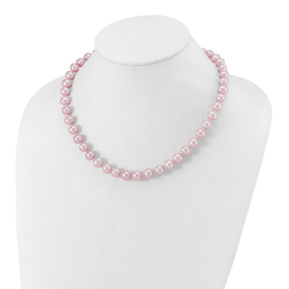 Sterling Silver Rh-Plated 9-10mm Purple Fw Cultured Pearl Necklace